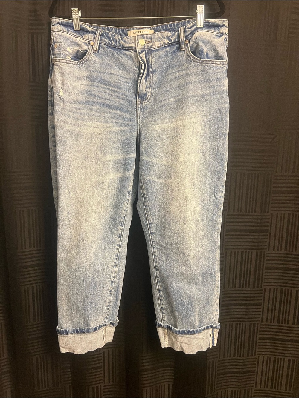 Liverpool Wash Blue Cropped Jeans - 14